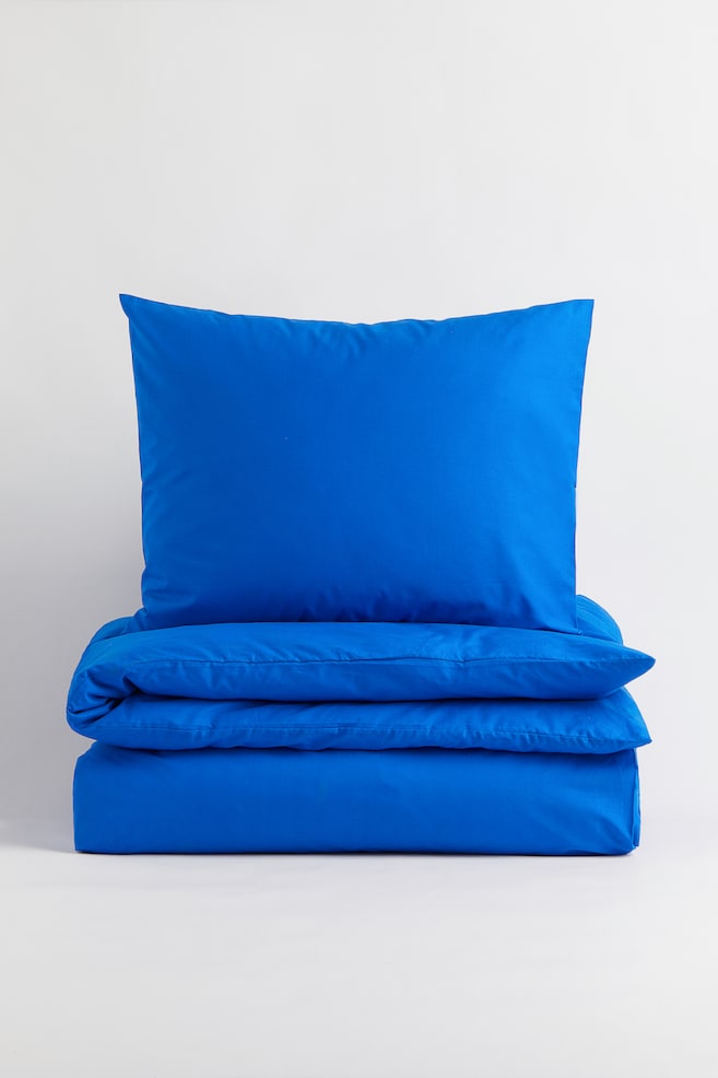 Enkelt sengesett i bomull - Klarblå/Salvie-grønn/Mørk grønn/Lys pastellblå/dc - 1