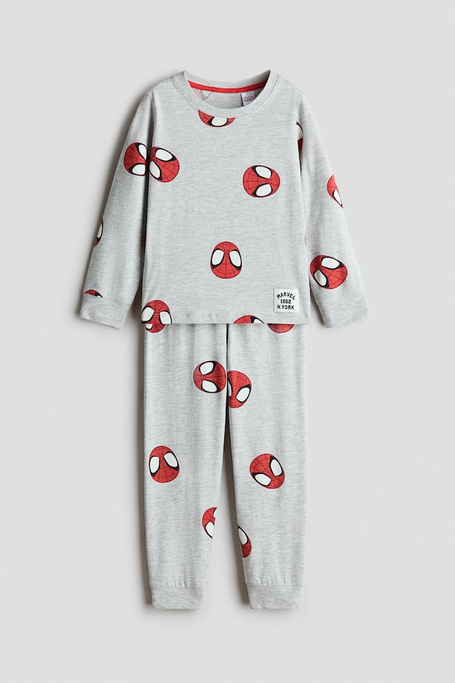 Printed cotton pyjamas - Light grey/Spider-Man/Blue/Pokémon/Dark red/Mickey Mouse/White/Hot Wheels/Dark khaki green/Minecraft/Dark dusty blue/PAW Patrol/Grey/Jurassic World/Light grey marl/Mickey Mouse/Light grey/Batman/Cream/Minecraft/Dark green/The Grinch/Light blue/Mickey Mouse/Bright blue/Spider-Man/White/Spider-Man - 1