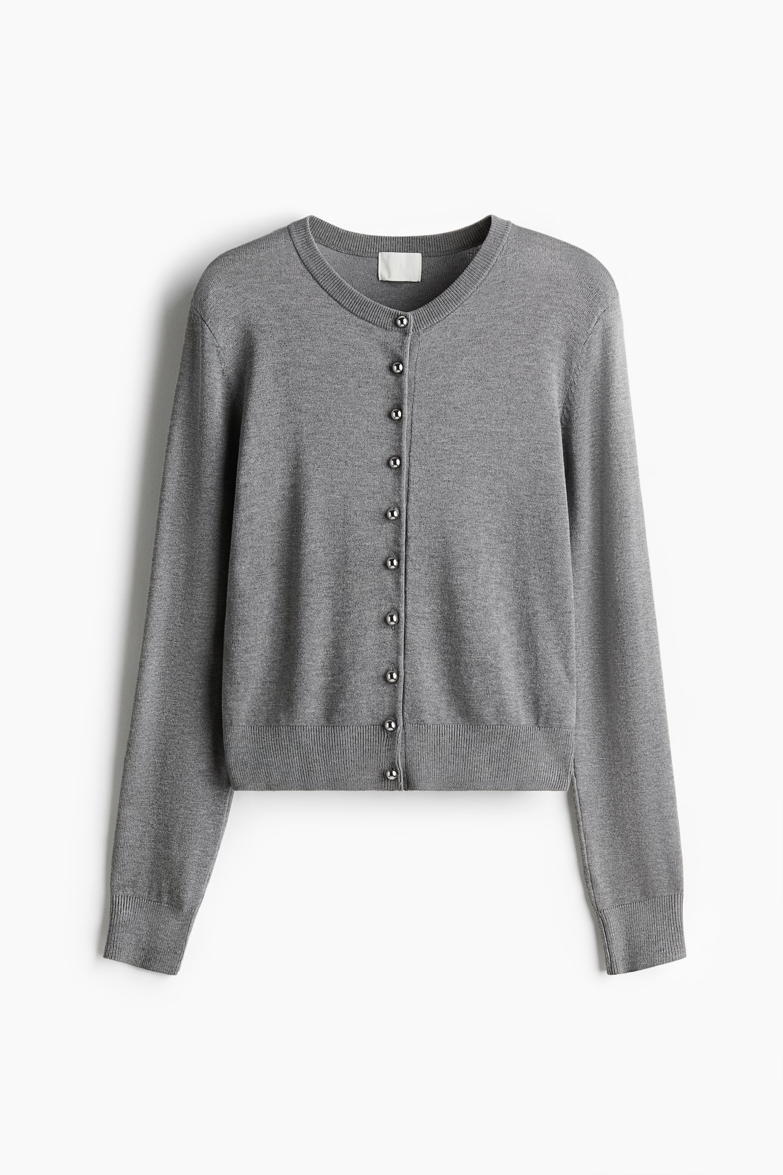 Женский кардиган H&M Knit, цвет: Серый меланжевый — фото 1