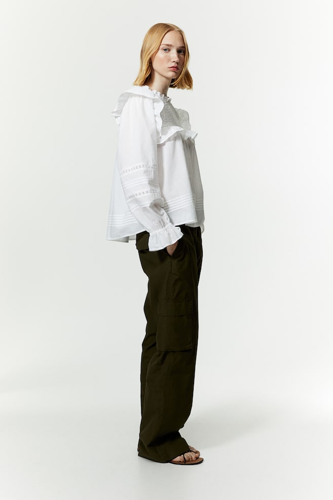 Pin-tucked cotton blouse - White - 6