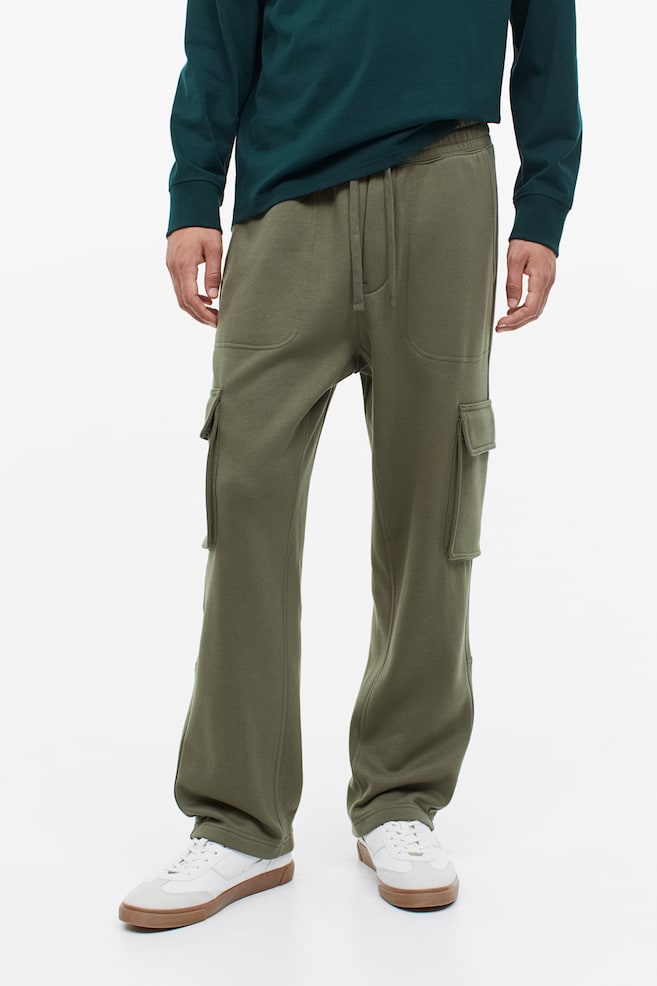 Relaxed Fit Cargo joggers - Khaki green/Black - 4