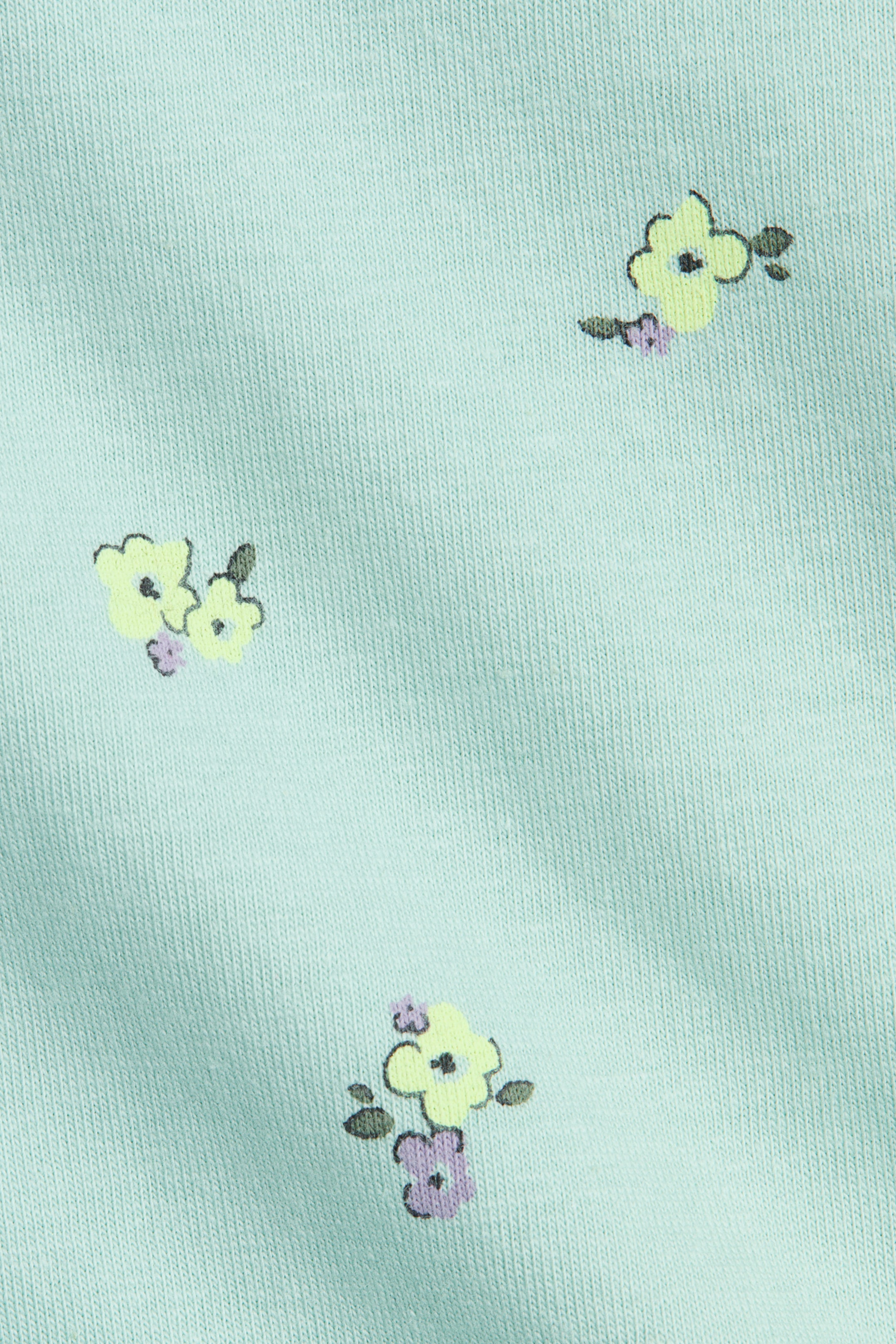 View larger image: Cotton Top with Overlocked Trim - Mint green/floral - Kids | H&M US 2