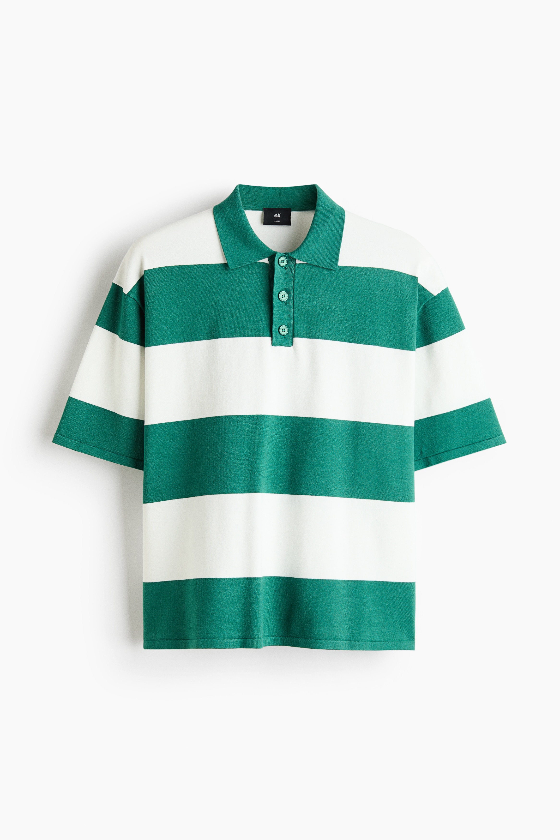 Loose-Fit Polo Shirt - Green/striped/Ivory/color block/Black/white striped/Black/color block