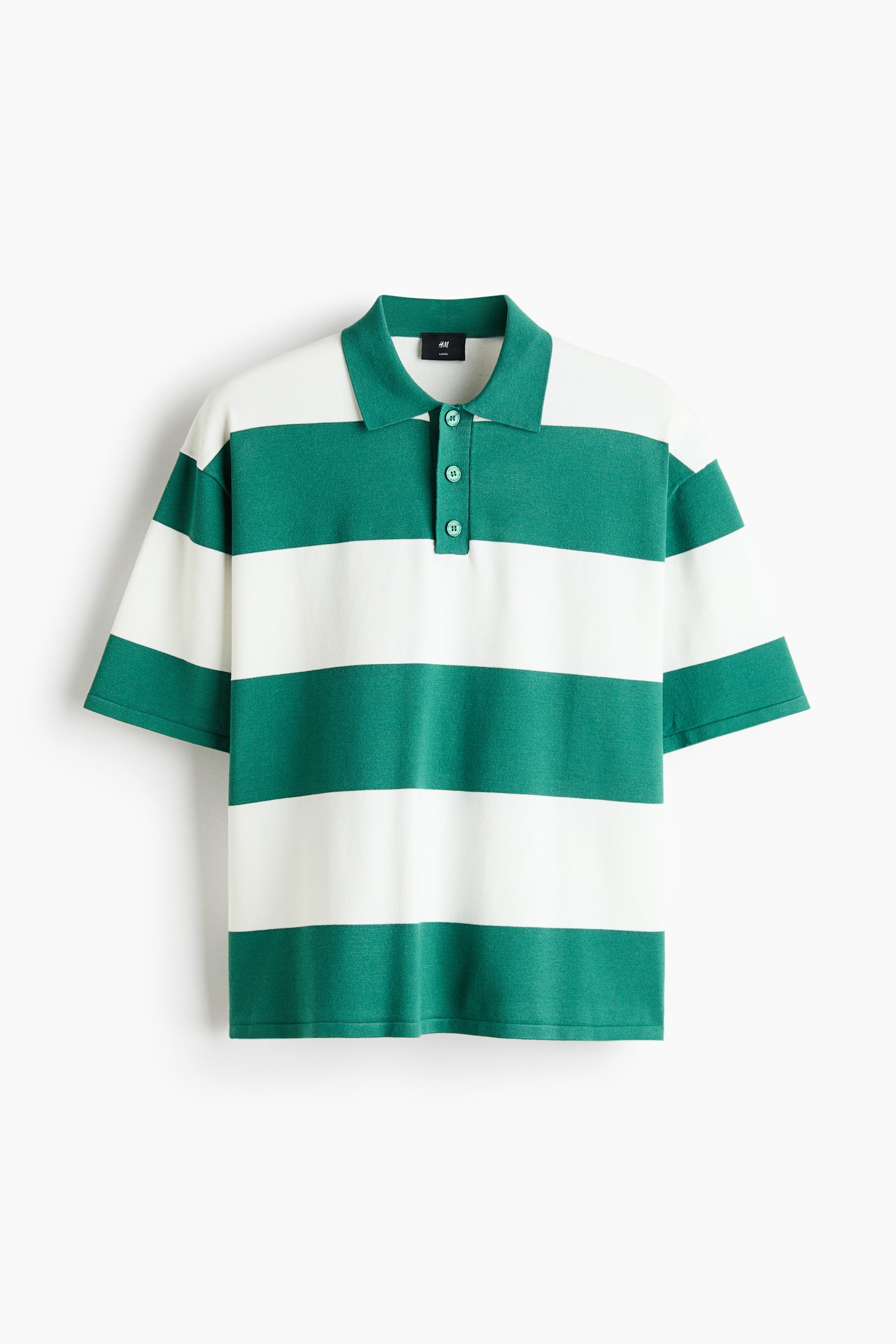 Polo ample - Vert/rayé/Noir/à contraste de couleur/Noir/rayures blanches/Ivoire/contraste de couleur - 1