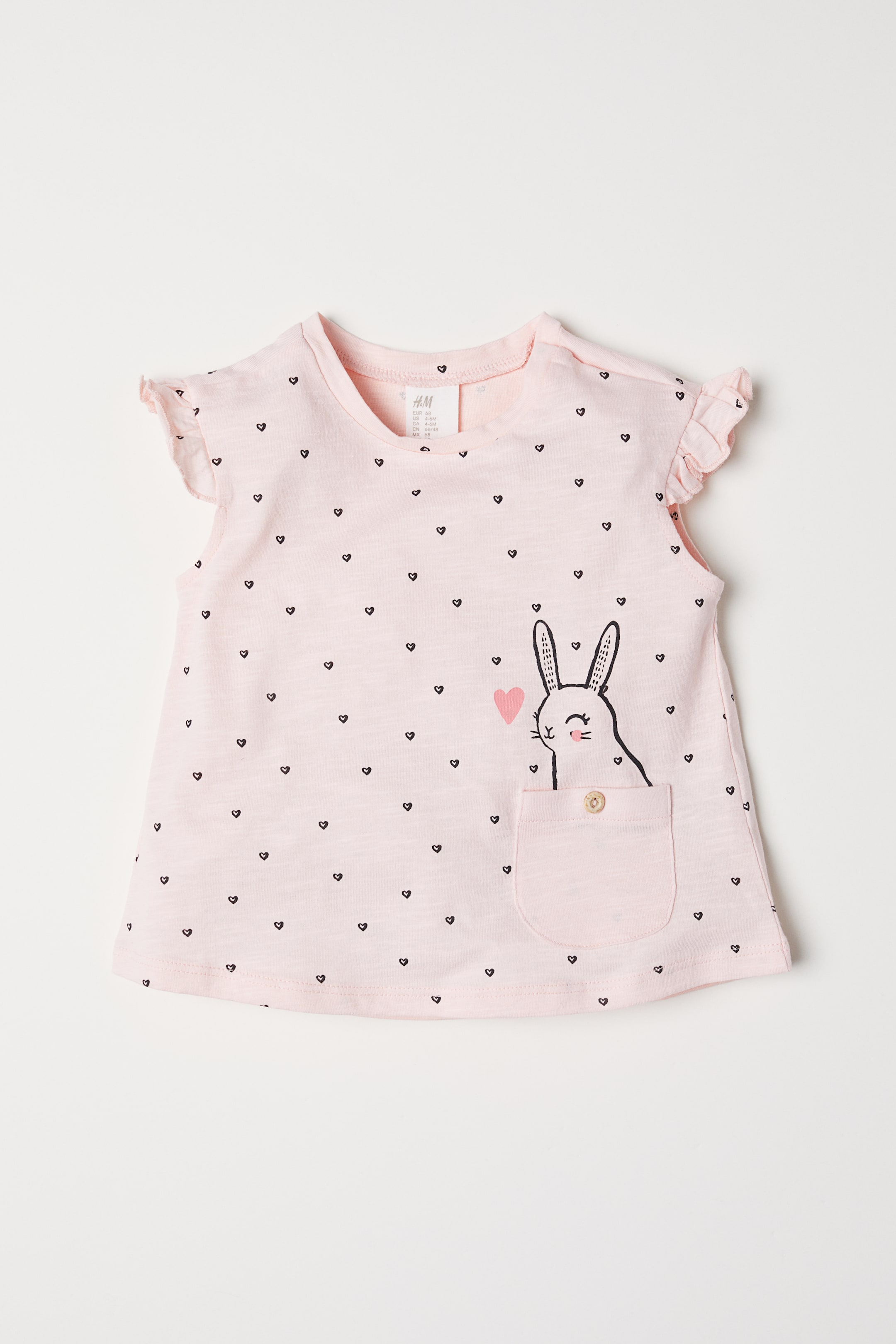 View larger image: Short-sleeved jersey top - Light pink/Hearts - Kids | H&M 1