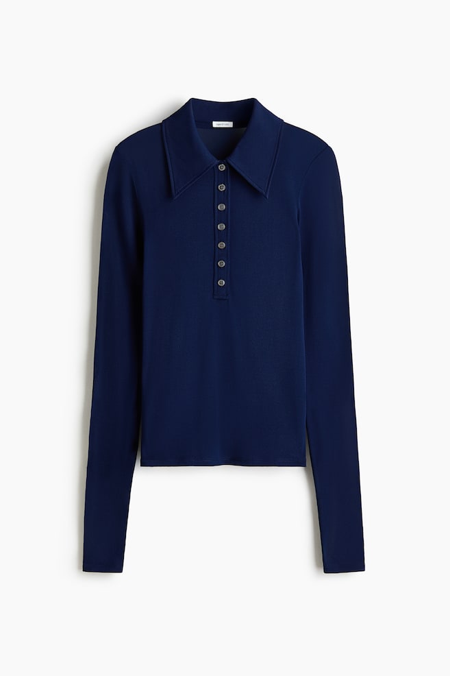 Poloshirt aus Seidenmix - Marineblau - 1