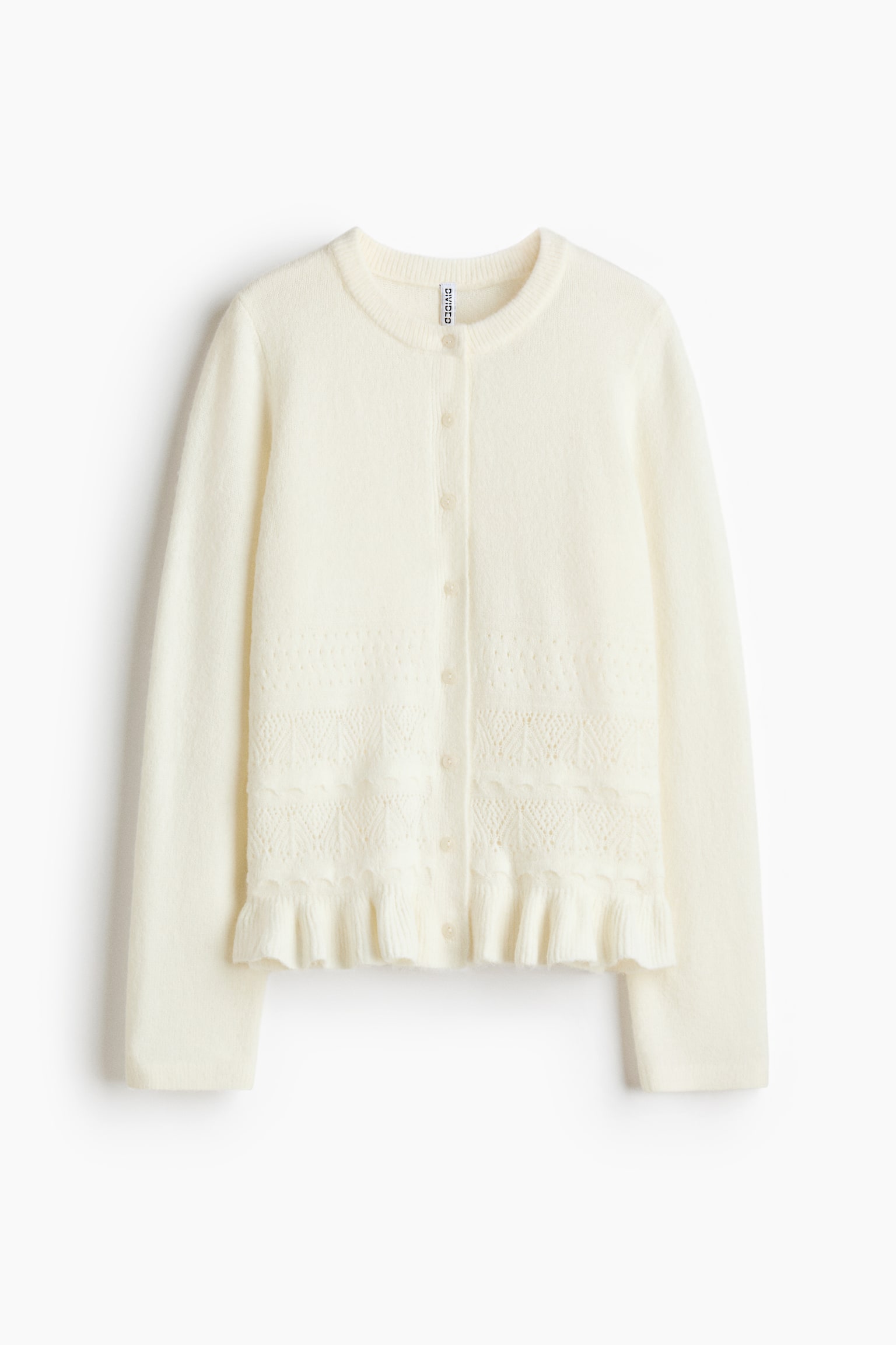 Pointelle-knit cardigan - White/Navy blue