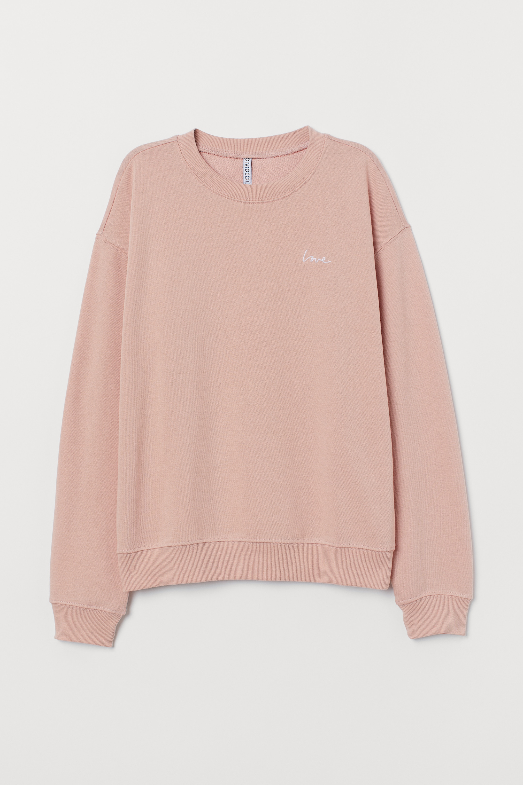 Sweatshirt - Crew-neck - Long sleeve - Powder pink/Love - Ladies | H&M US