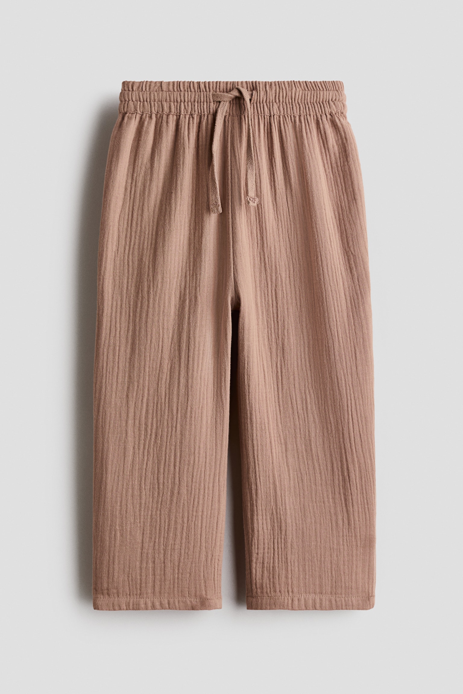 Cotton muslin joggers - Light brown/Navy blue - 1