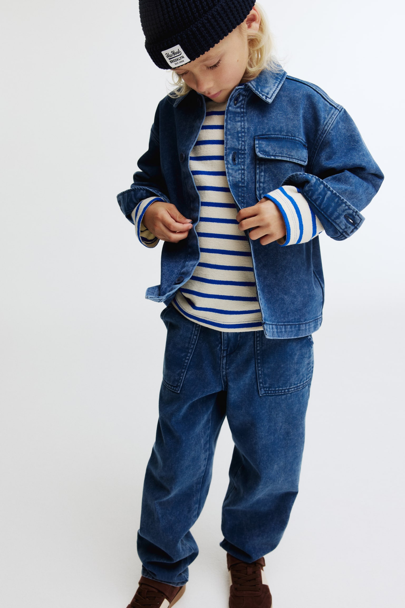 Cotton denim overshirt - Dark denim blue - 4