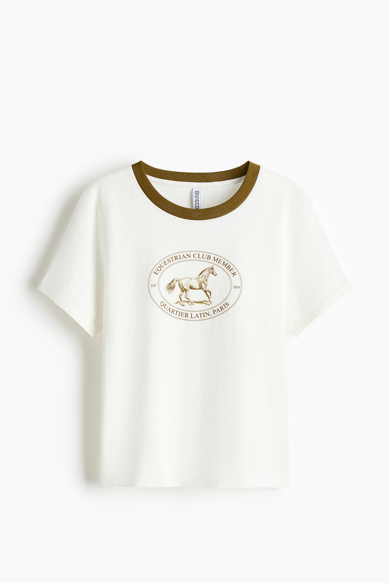 Áo thun cotton in hình - Màu trắng/Ngựa/Màu xanh tím than/Paris - 1