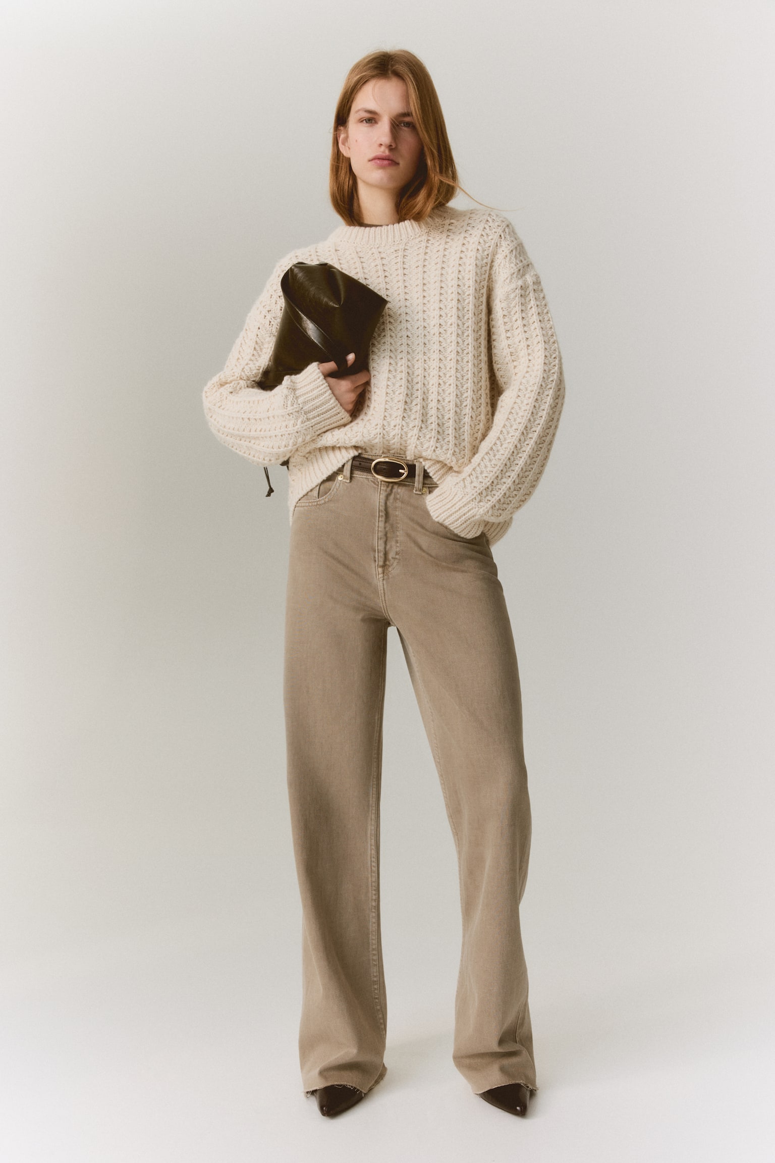 Женский свитер H&M Cable-Knit, цвет: Светлый бежевый — фото 4