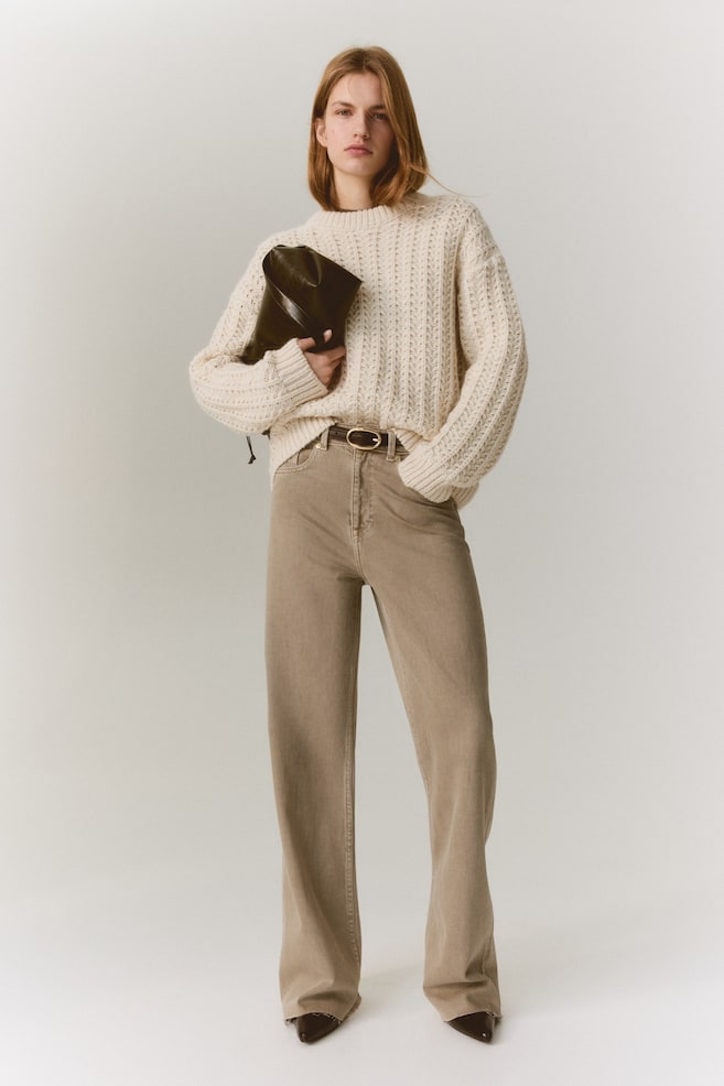 Cable-knit jumper-Light beige - 6