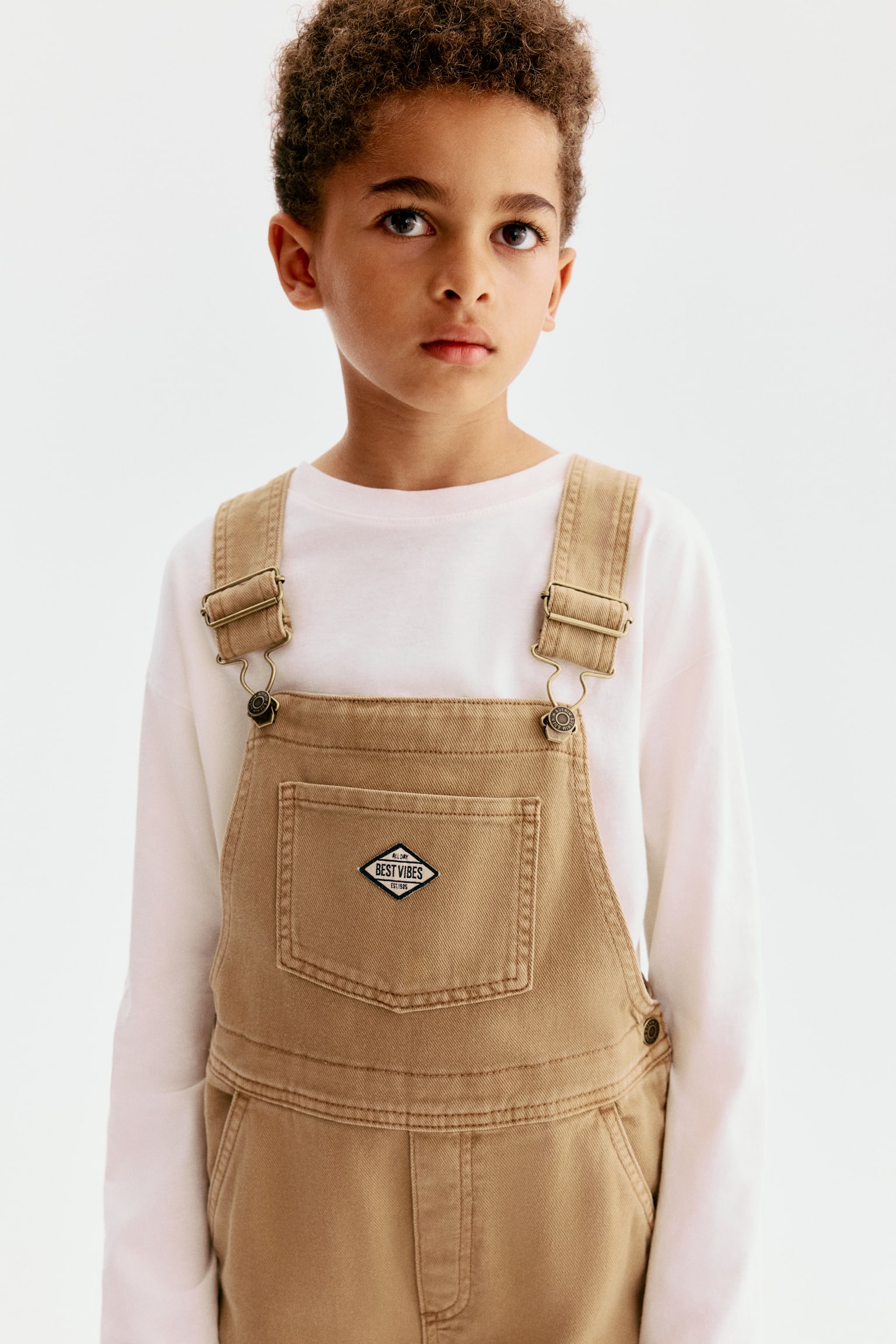 Детский комбинезон H&M Cotton Twill Overalls, цвет: Тёмный бежевый — фото 3