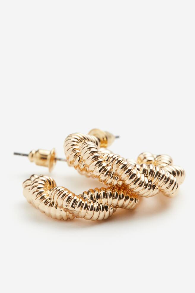 Braided hoop earrings - Gold-coloured - 2