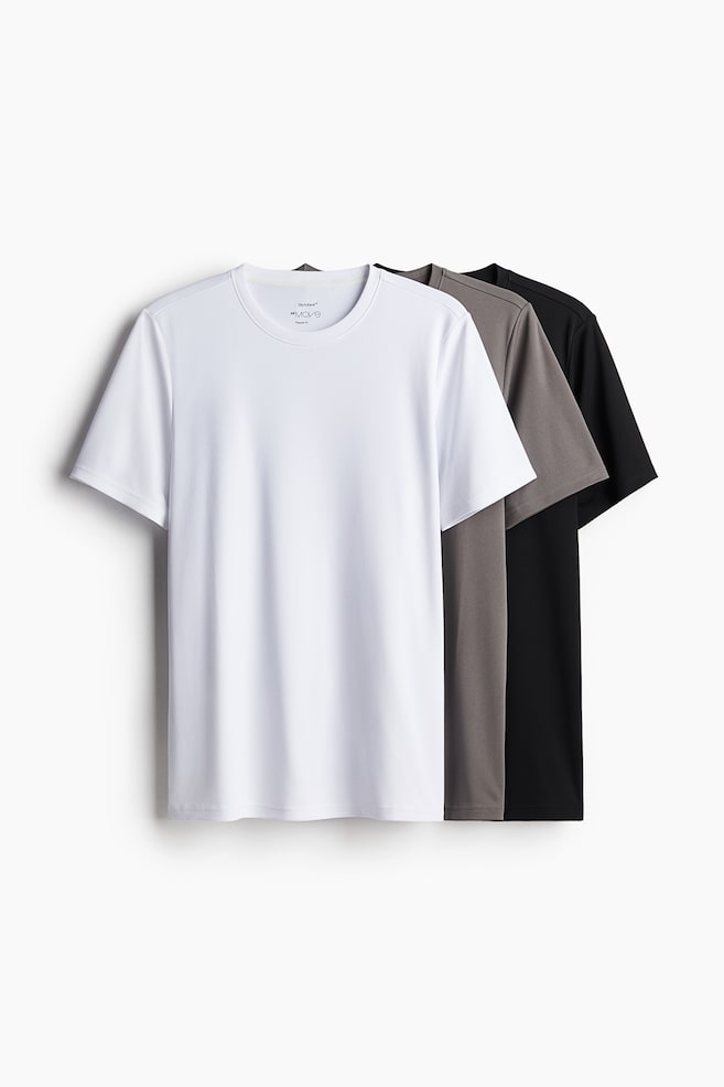 3-pack Regular Fit sports tops with DryMove™ - White/Dark grey/Black/Dusty green/White/Grey/Black - 1