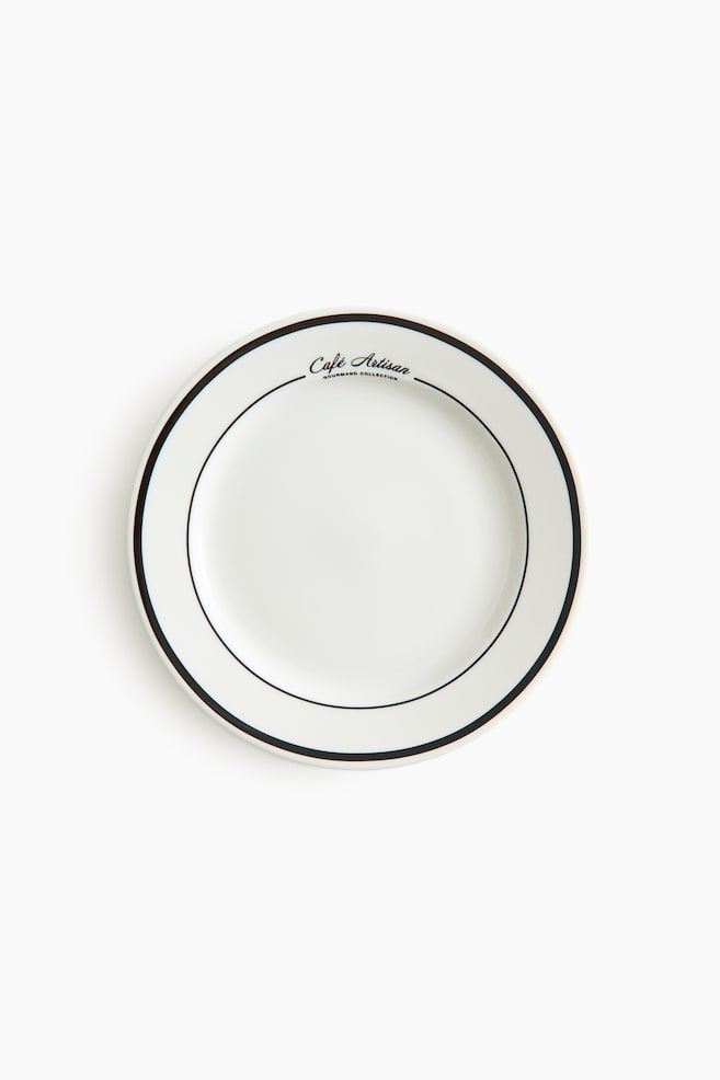 Porcelanowy talerz średniej wielkości - Biały/Czarny - 1