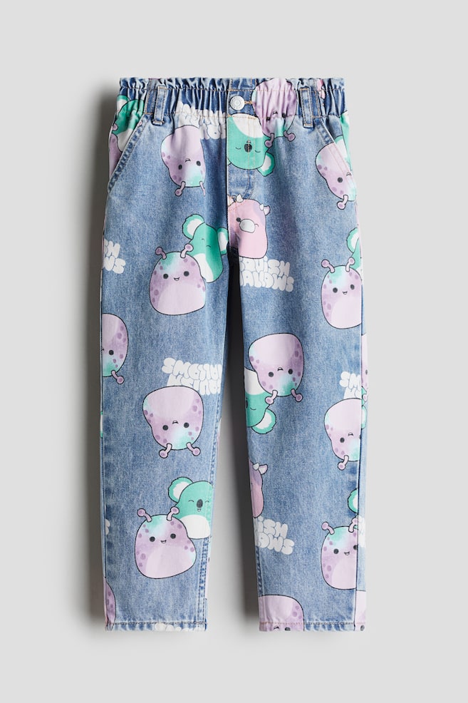 Relaxed Fit Paper Bag Jeans - Denim blue/Squishmallows - 1