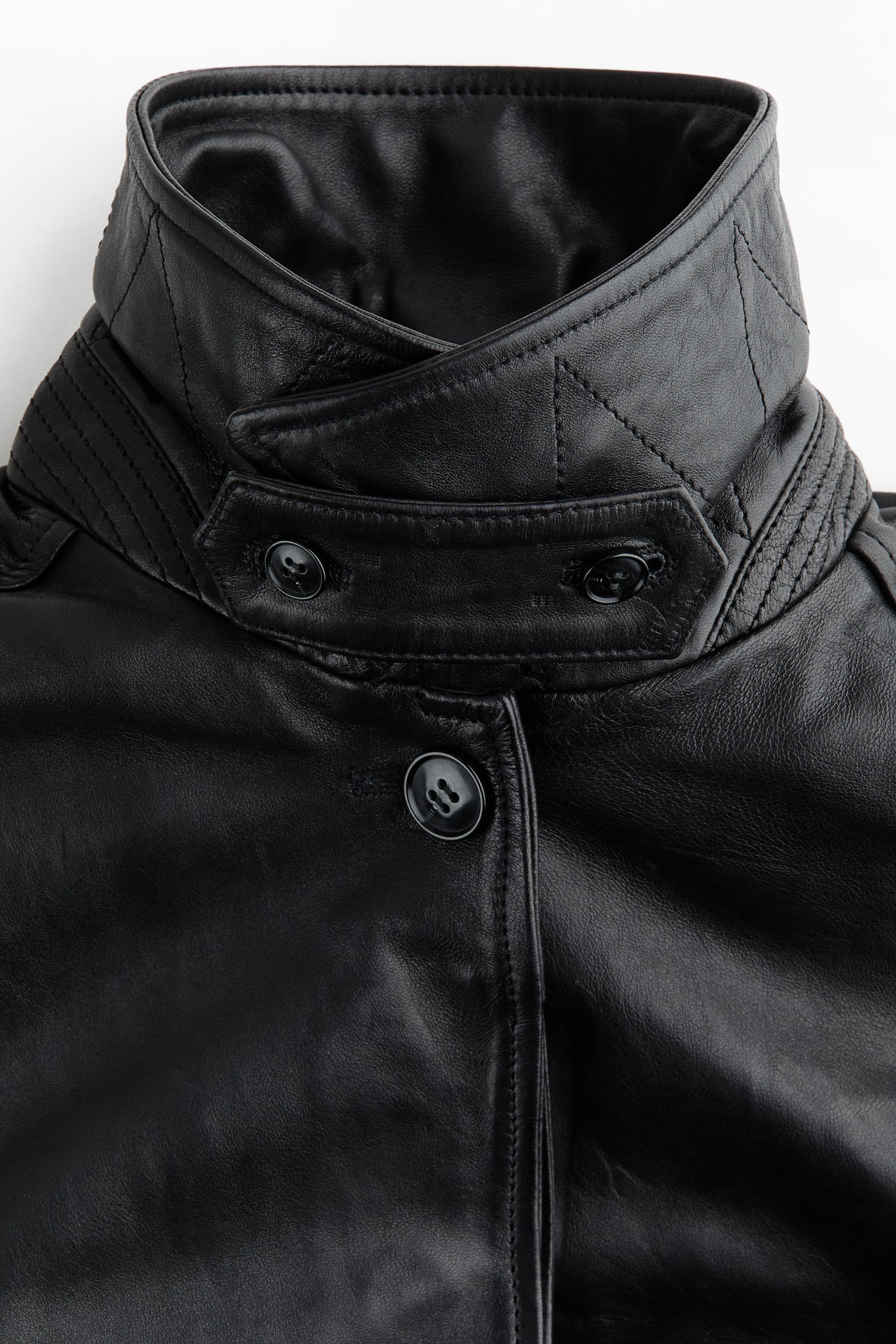 Женская куртка H&M Shoulder-Pad Leather, цвет: Чёрный — фото 8