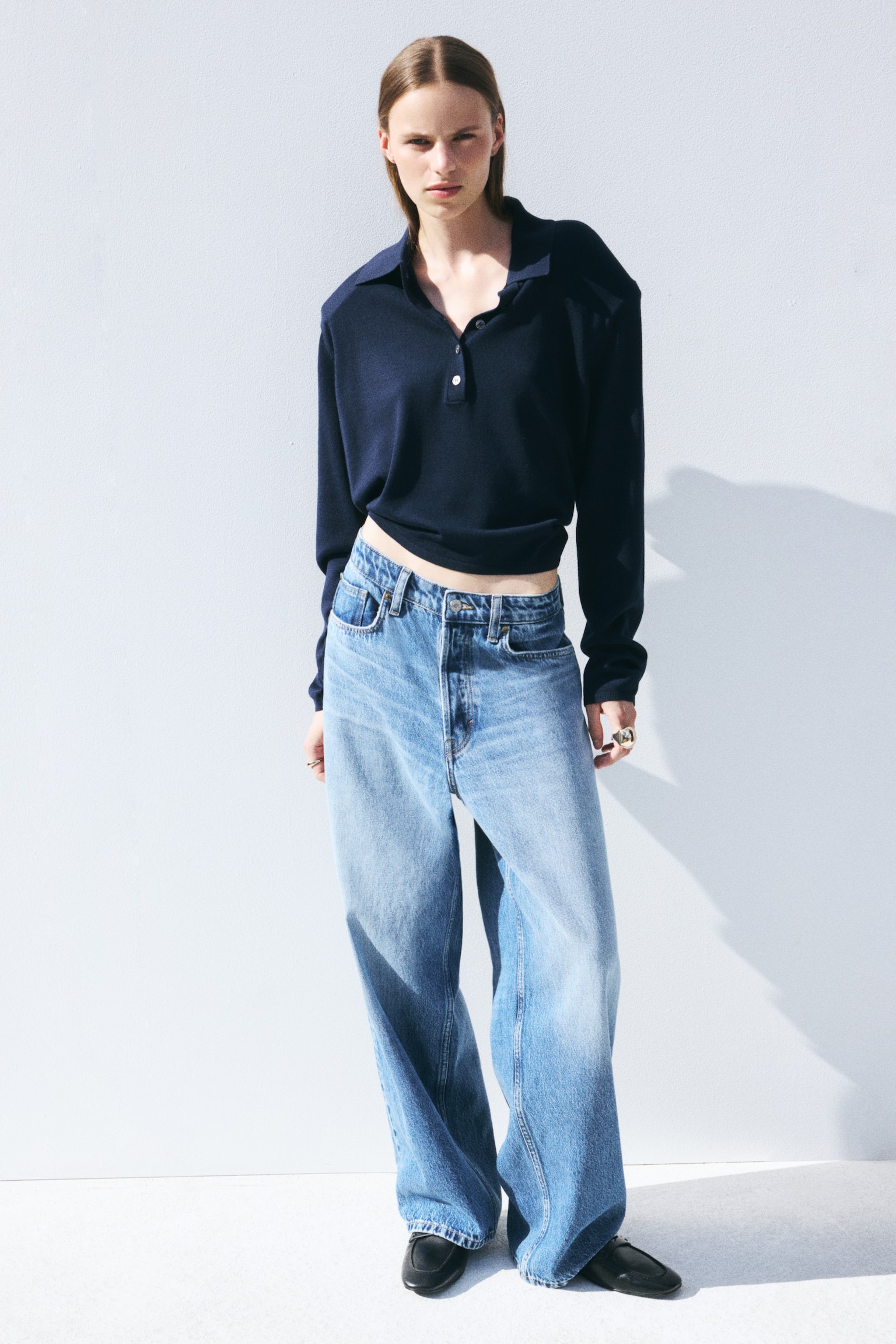 Baggy Regular Waist Jeans - Deniminsininen/Deniminmusta/Deniminvalkoinen/Vaalea deniminsininen/Tumma deniminsininen - 1