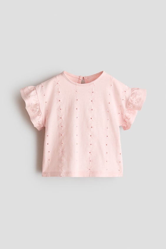 Детские топы H&M Flutter-Sleeve Top with Eyelet Embroidery
