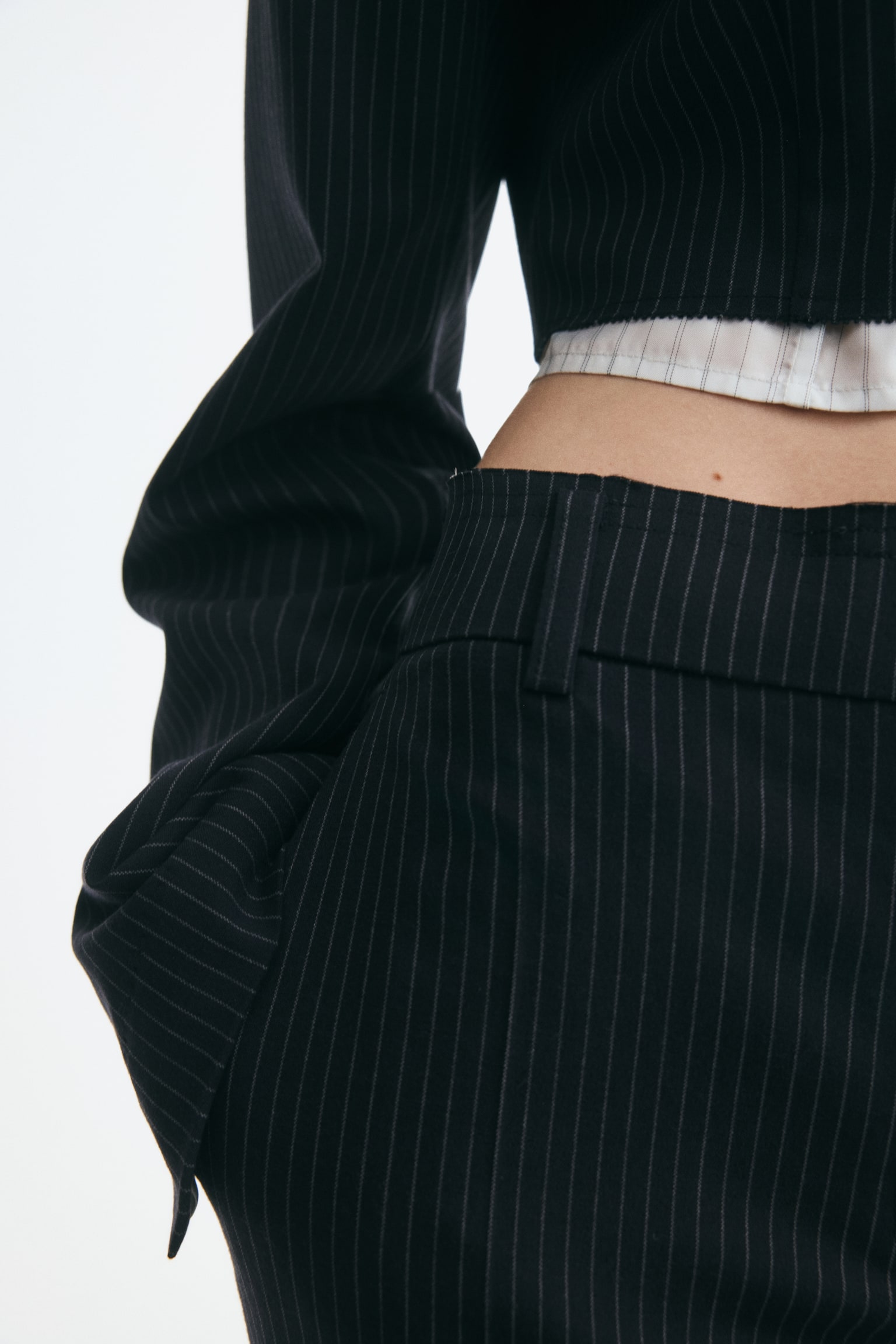 Женский топ H&M Layered Crop Top, цвет: Тёмно-синий — фото 3