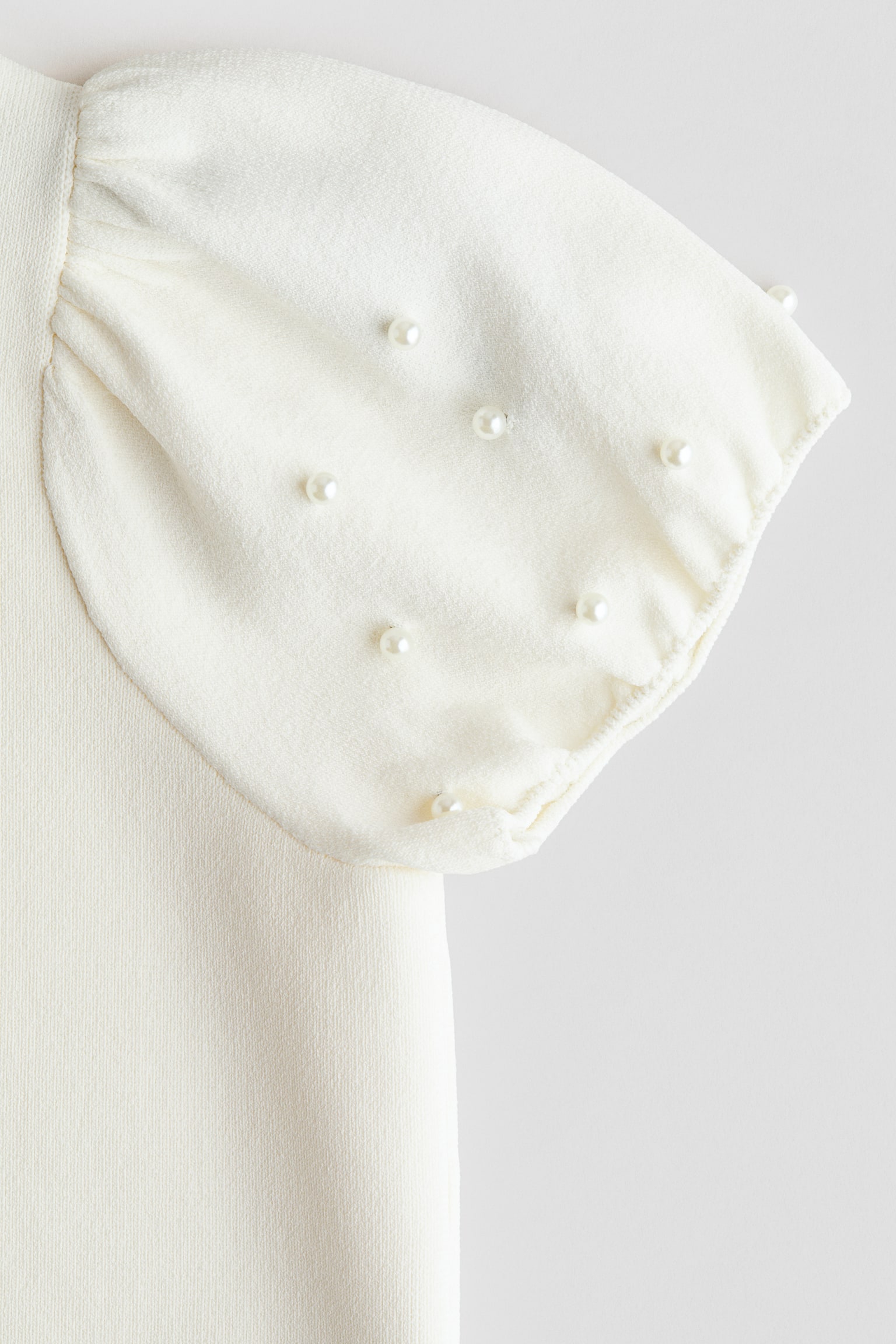 חולצה מסריג דק עם חרוזים - לבן/ורוד בהיר - 5