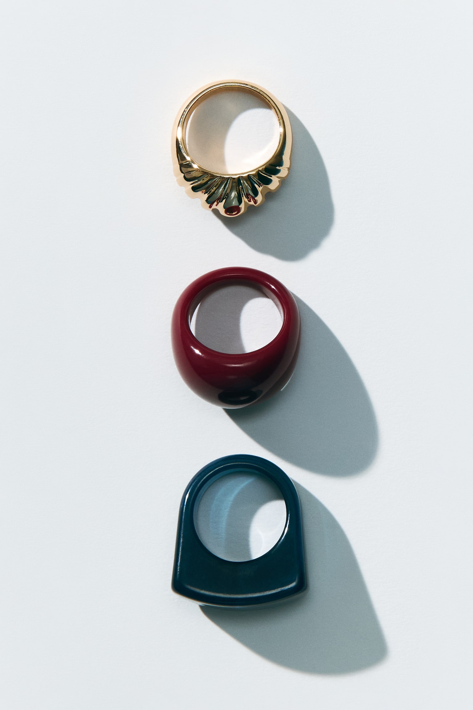 3-pack rings - Gold-coloured/Dark blue/Gold-coloured/Red - 1