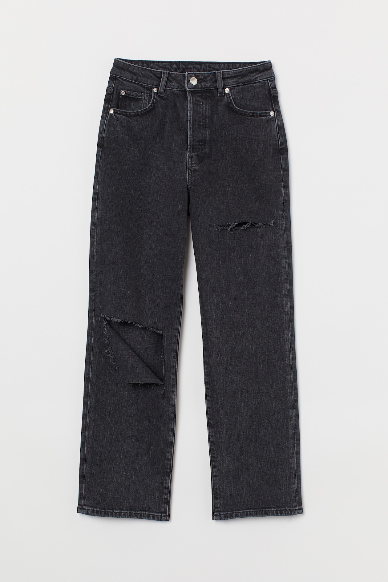 Vintage Straight High Jeans - High waist - Ankle length - Black ...