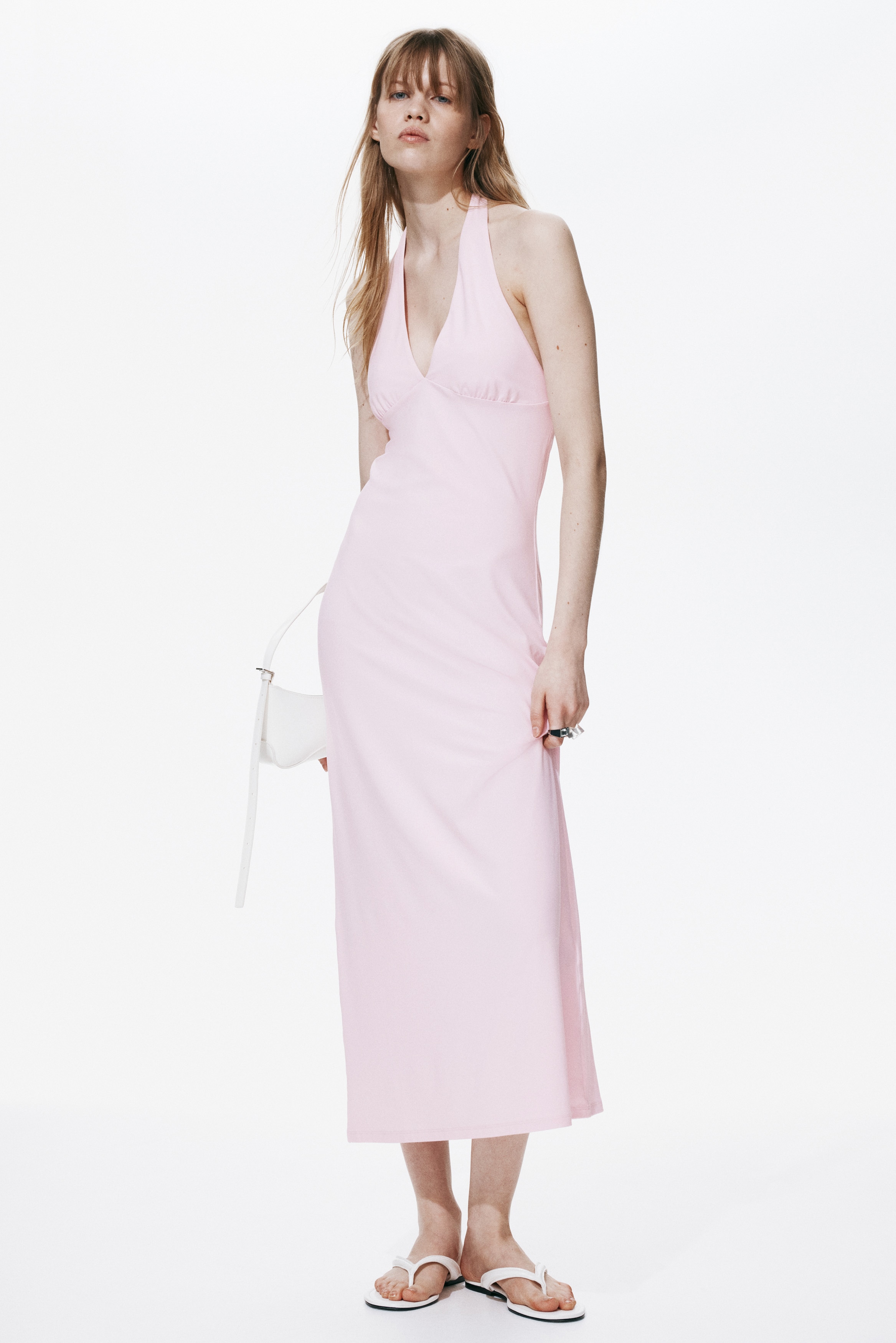 women's halter top dress MAREN SATIN HALTER MAXI Dress | Tie-Neck Wedding Guest Dress