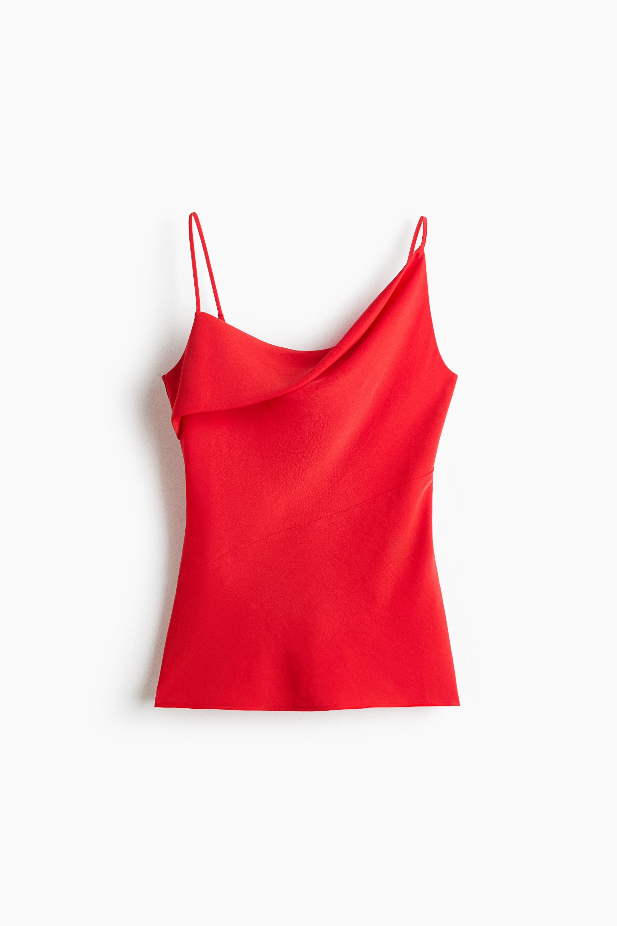 Asymmetric Strappy Top - Red/Light khaki green
