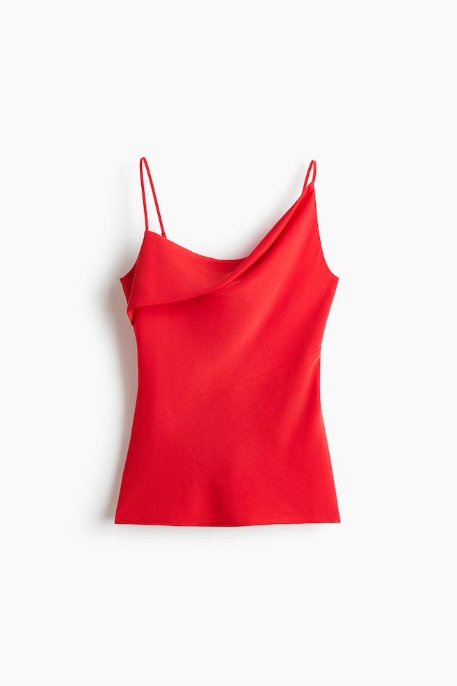 Asymmetric Strappy Top - Red/Light khaki green - 1