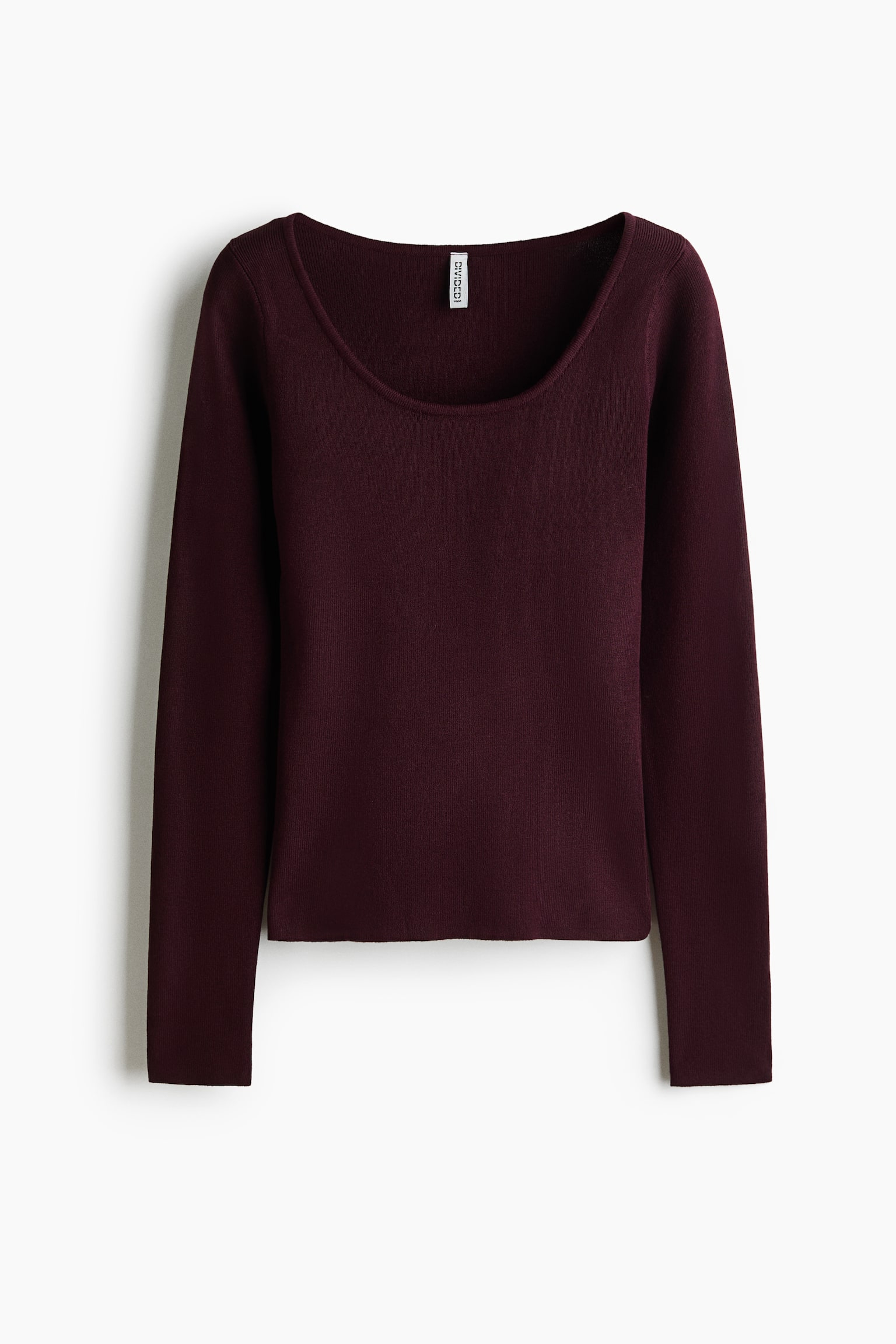 Knitted scoop-neck top - Burgundy/Navy blue/Light purple - 1