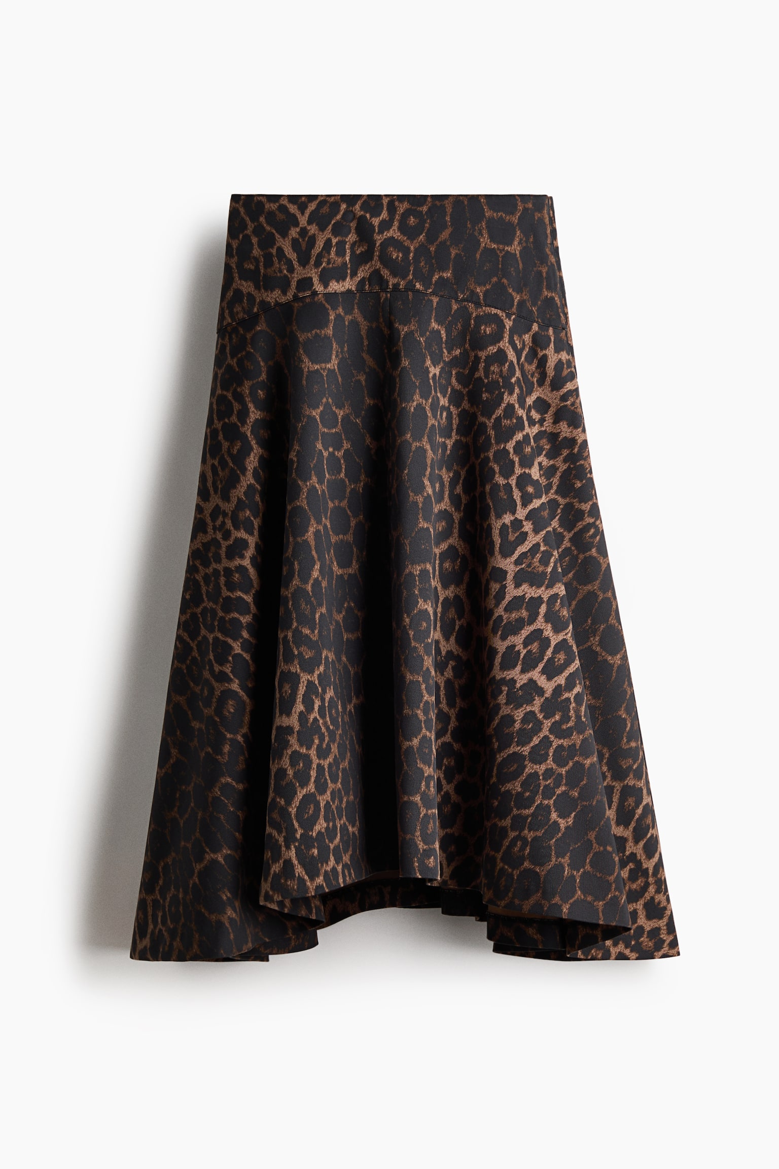 Flared Twill Skirt - Dark brown/leopard print