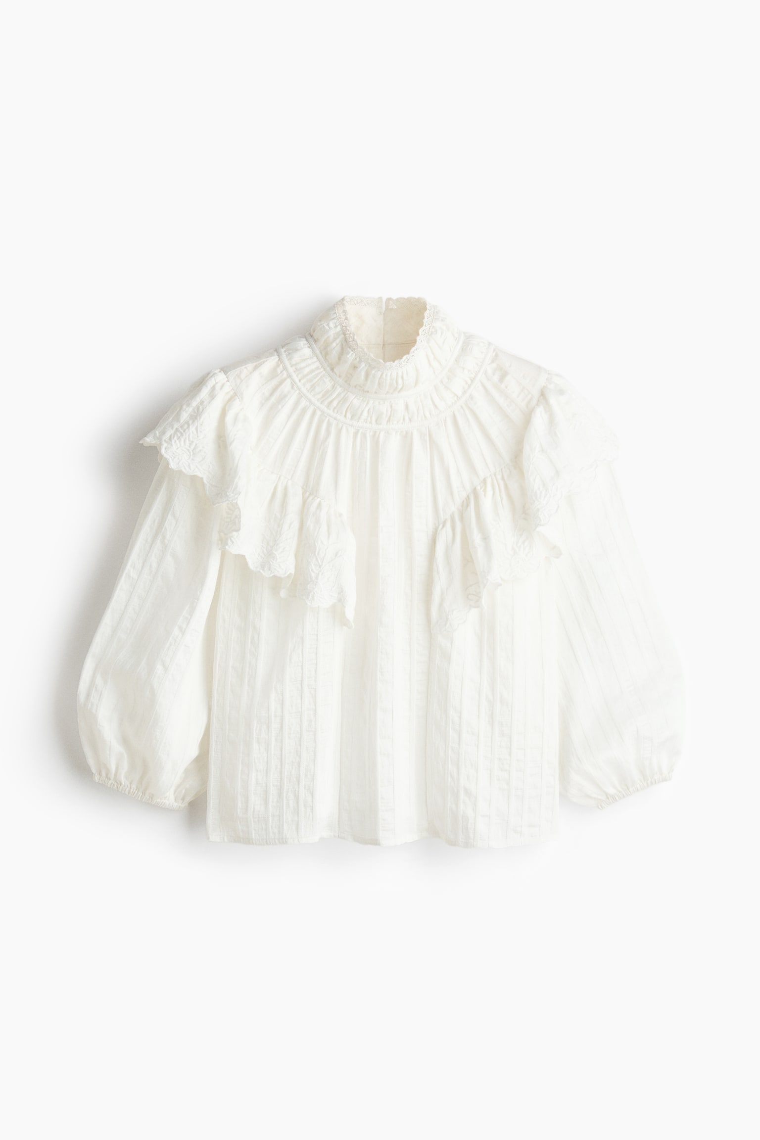 Flounce-trimmed blouse - White - 2
