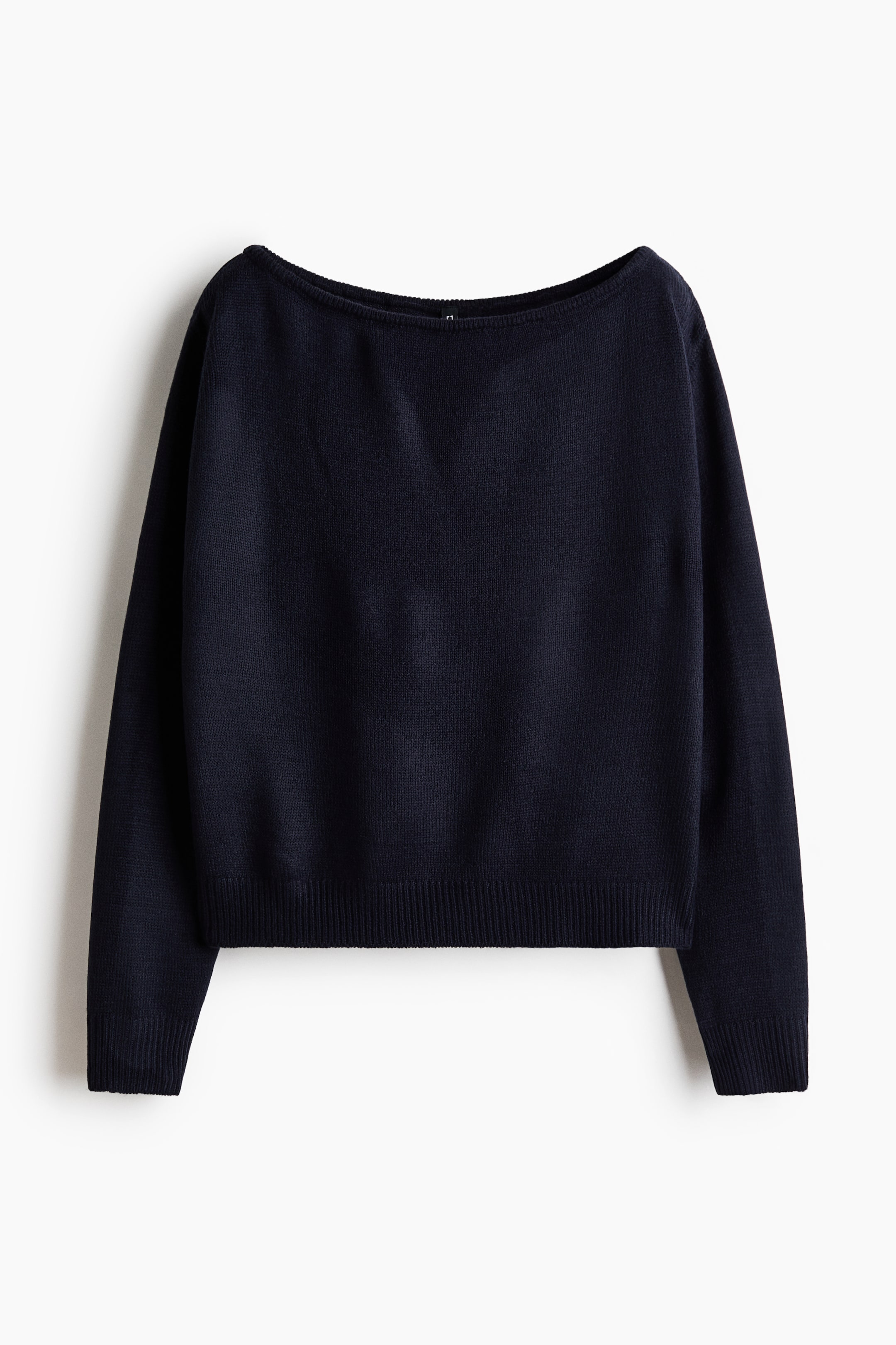 Visa större bild: Stickad off shoulder-tröja - Marinblå - DAM | H&M FI 1