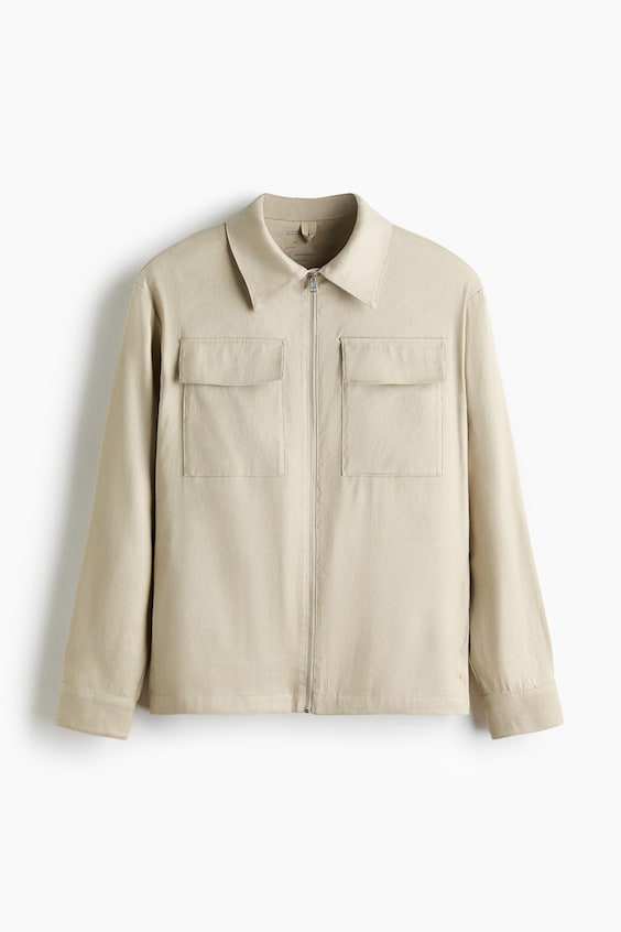 Мужские топы H&M Easy-Care Regular-Fit Linen-Blend Overshirt
