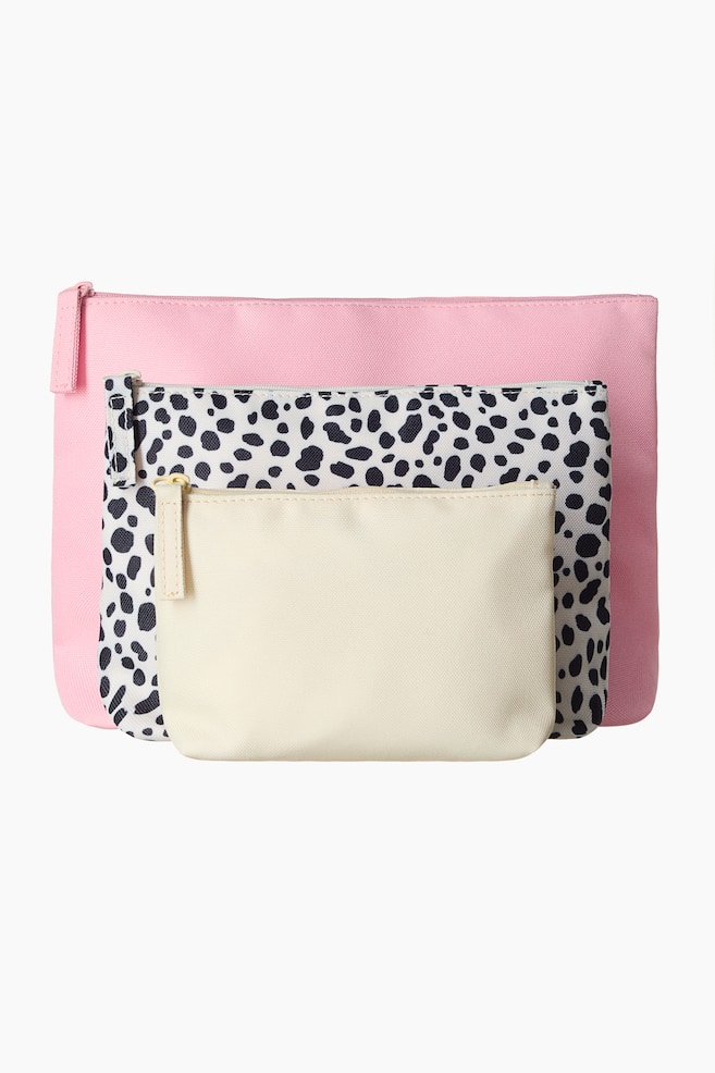 3-pack wash bags - Pink/Leopard print - 1