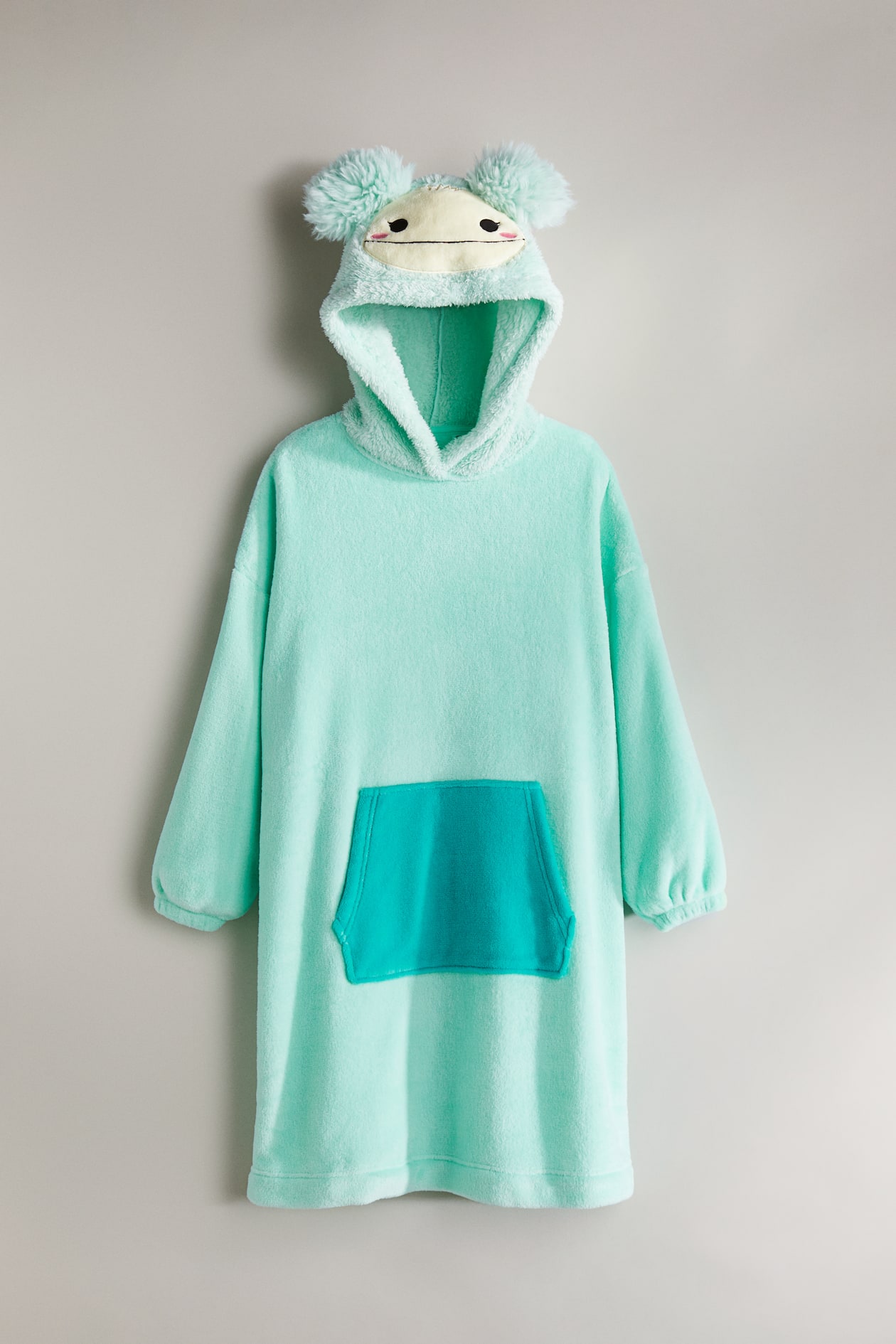 Hooded pile blanket with appliqués - Mint green/Squishmallows - Kids ...