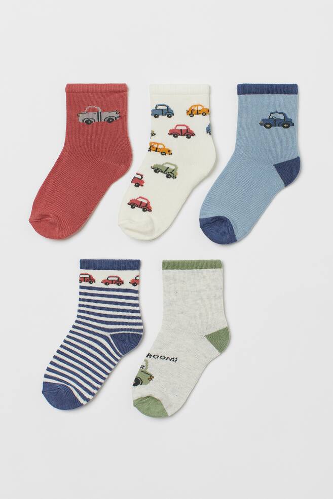 5-pack socks - Blue/Cars/Grey marl/Bear/Natural white/Animals/Light pink/Bear