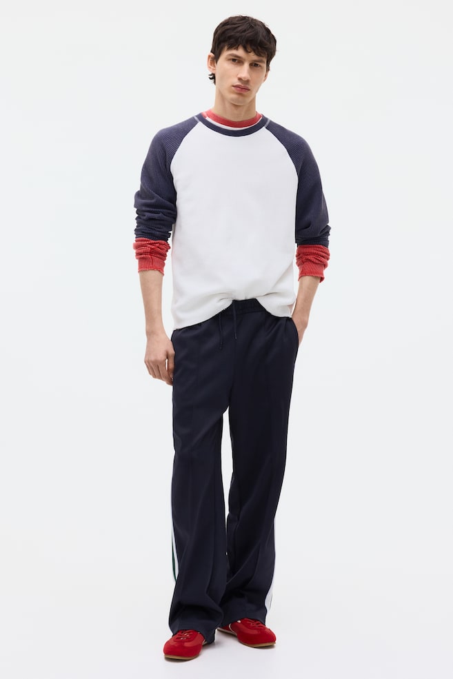 Regular Fit Waffled jersey top - Dark blue/Colour block/Red/Colour block - 5