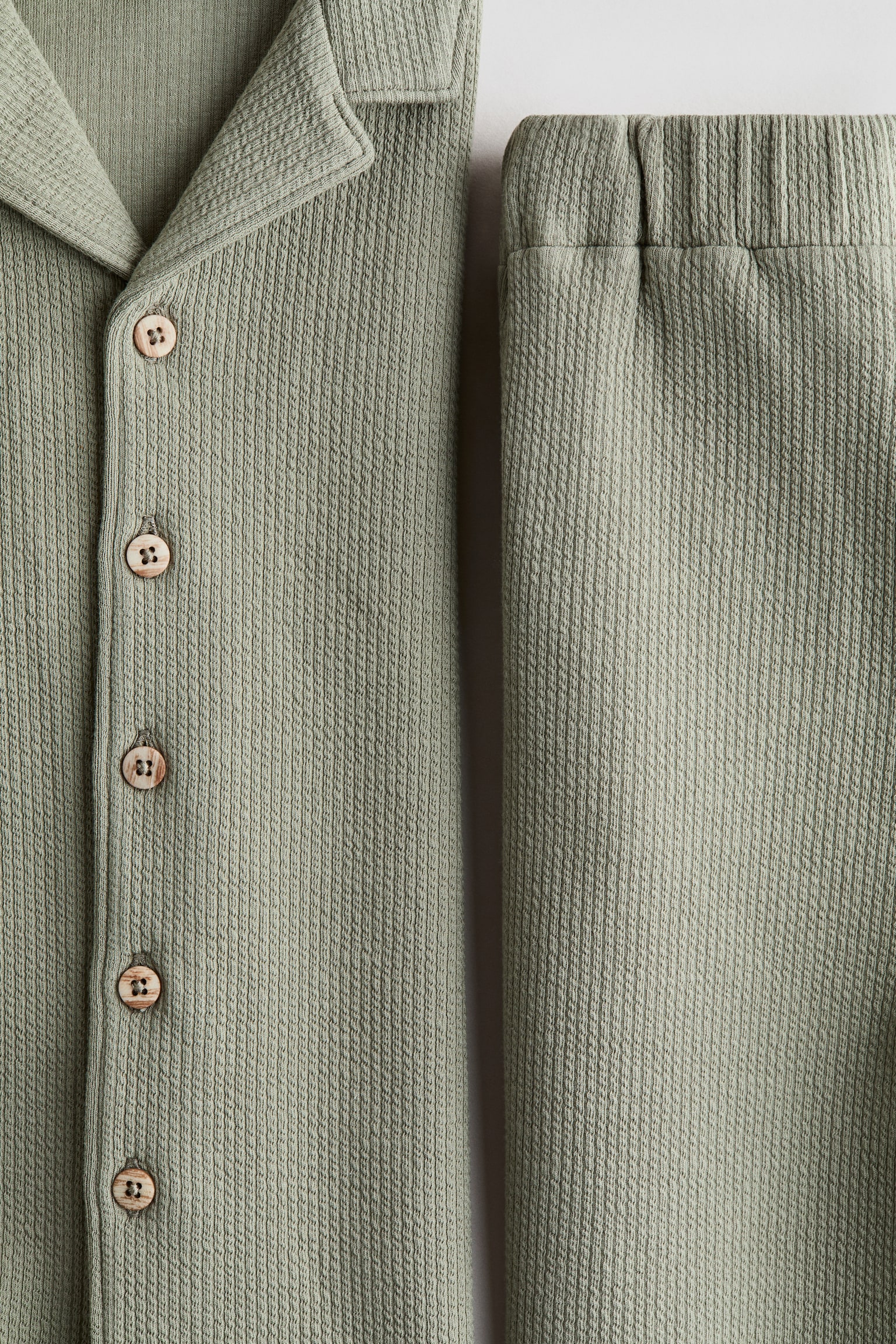 Набір із 2 виробів із фактурної бавовни - Зелений хакі - 5