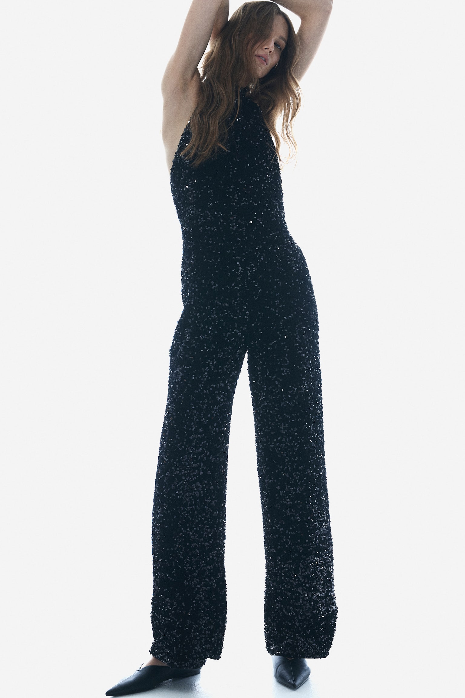 Sequined halterneck jumpsuit - Black - 4