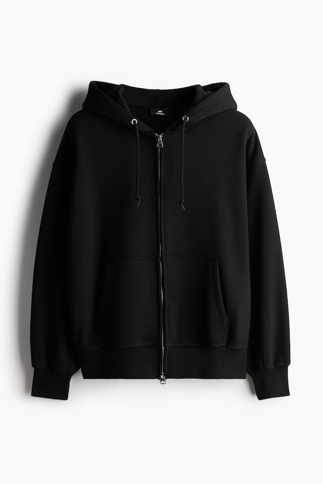 Oversized Hoodiejacke mit Zipper - Schwarz/Schwarz/Dunkelbeige - 1
