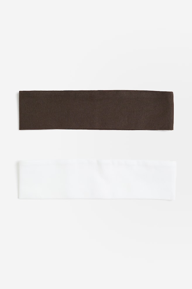 2-pack jersey headbands - White/Dark brown/Black/White/Grey marl - 1