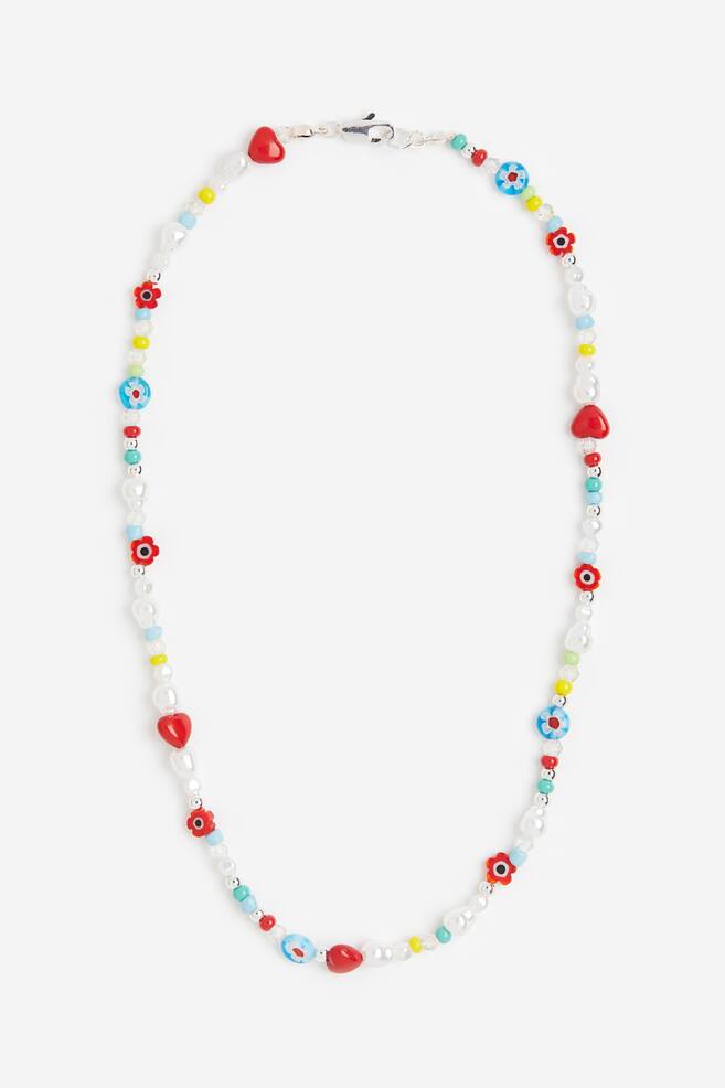 Beaded necklace - Red/Multicoloured - 1