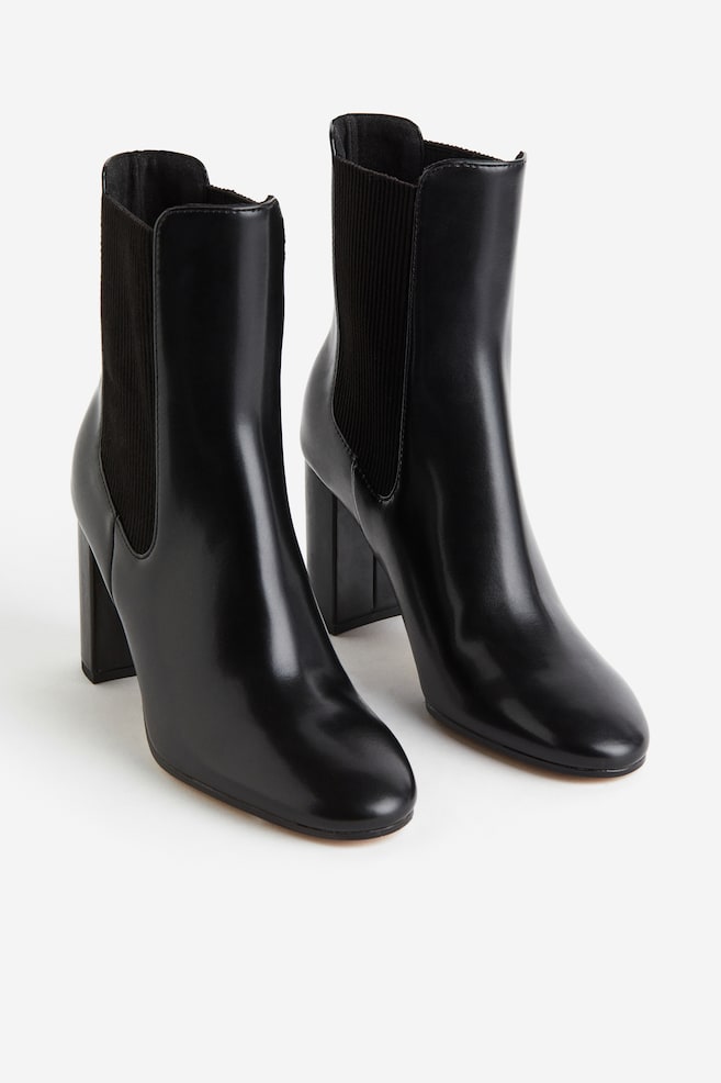 Heeled Chelsea boots - Black/Beige - 2