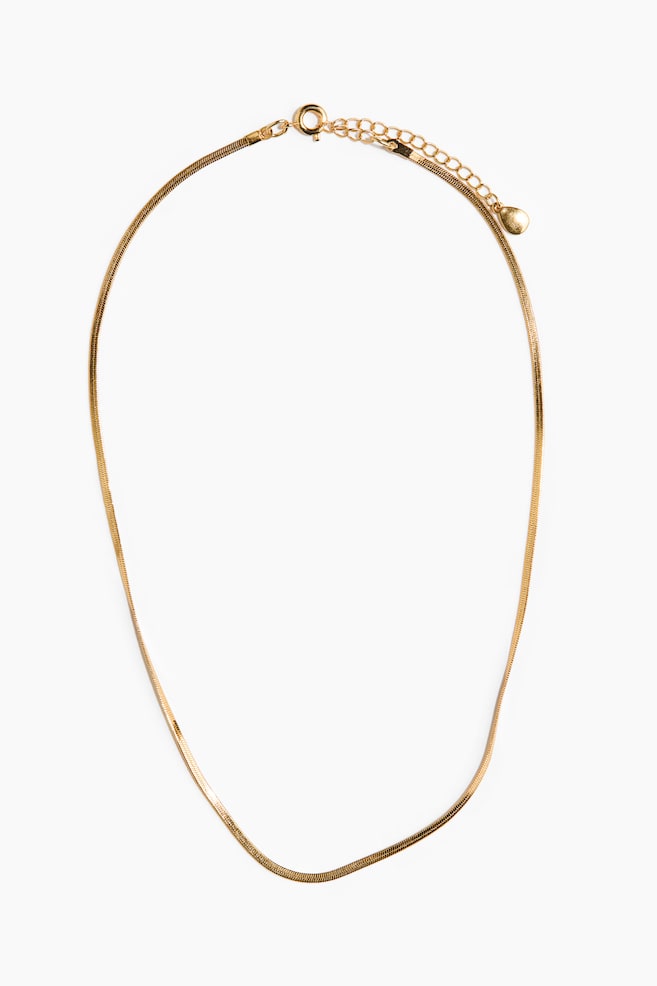 Waterproof Herringbone Chain Necklace - Gold-colored - 1