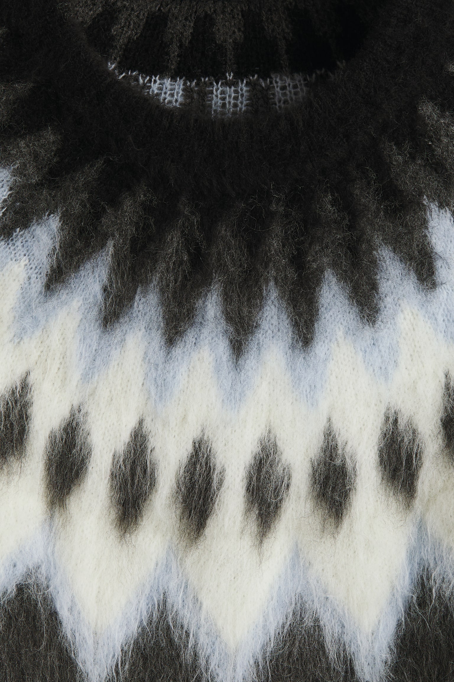 Loose Fit Jacquard-knit jumper - Black/Patterned - 7