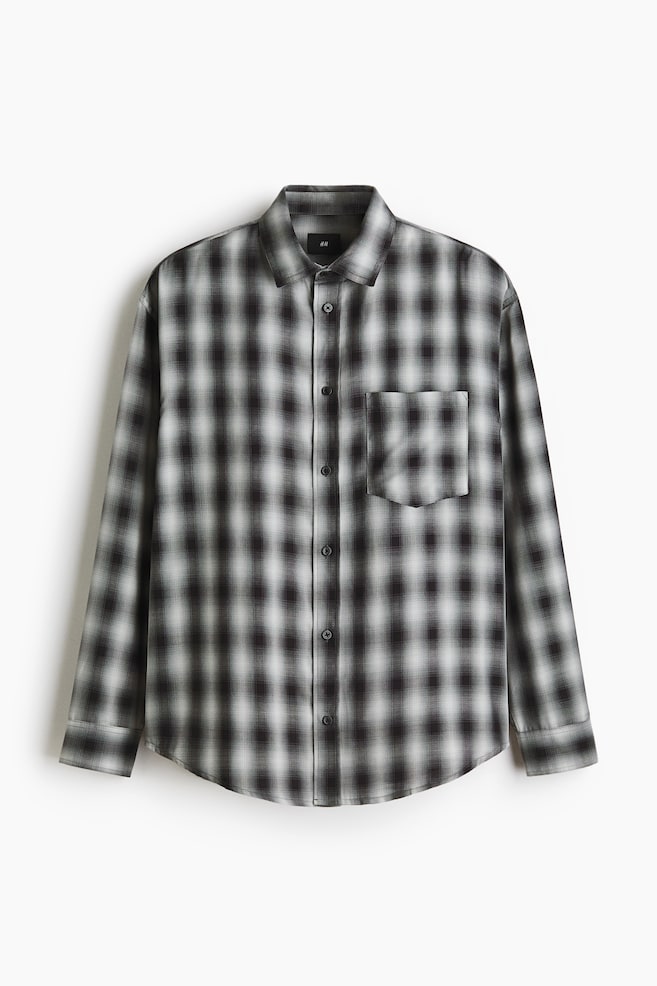 Relaxed Fit Shirt - Dark grey/Check/Light blue/Check/Khaki green/Check - 1